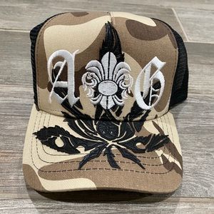 A&G brown black trucker snap back hat